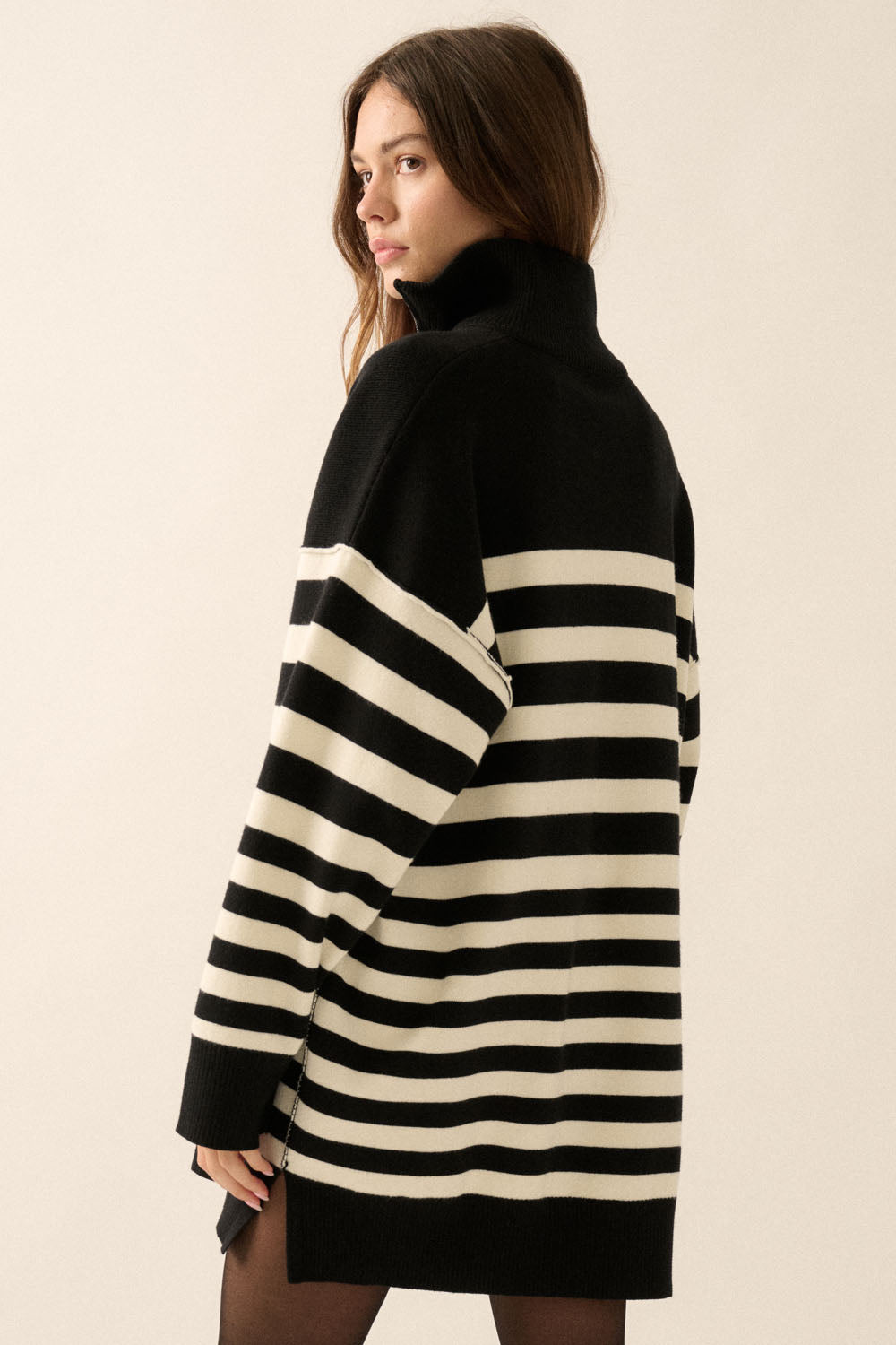 Stripe Knit Sweater Dres