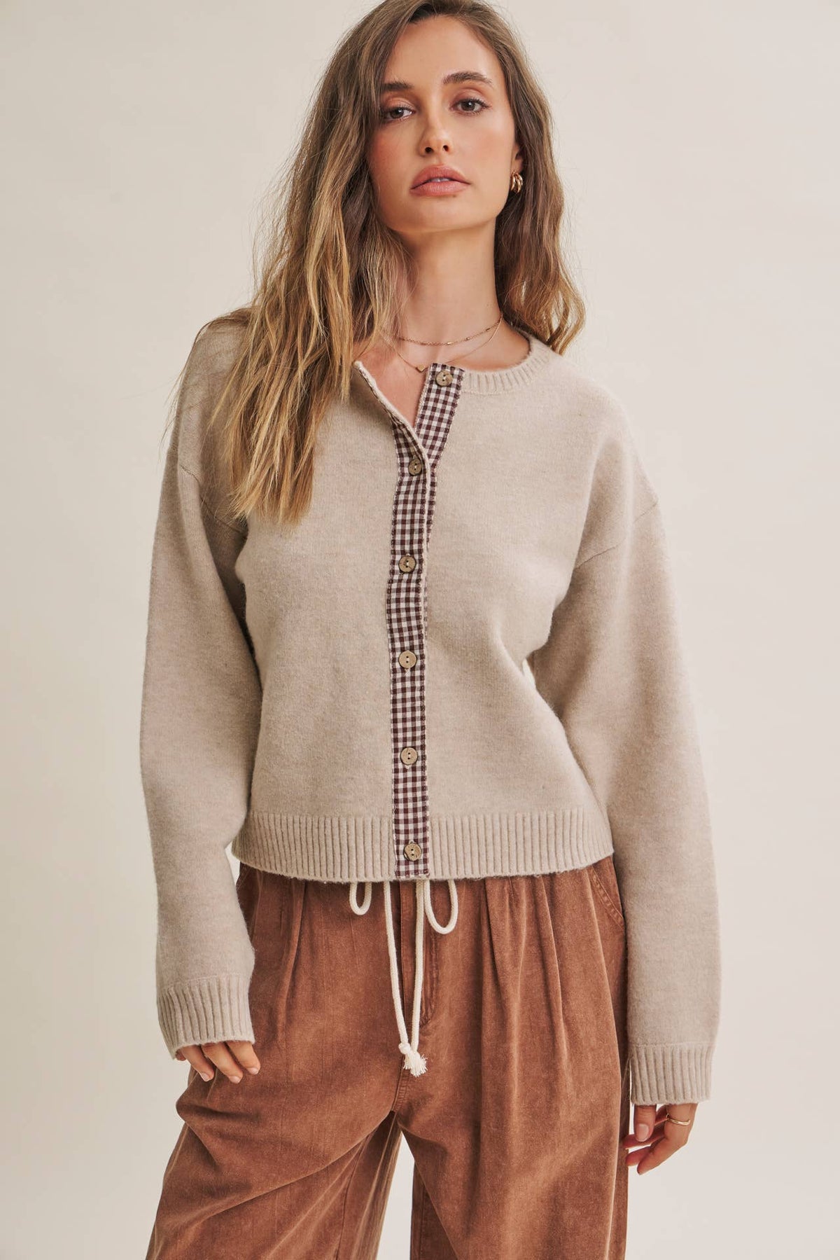 Checkered Seam Cardigan
