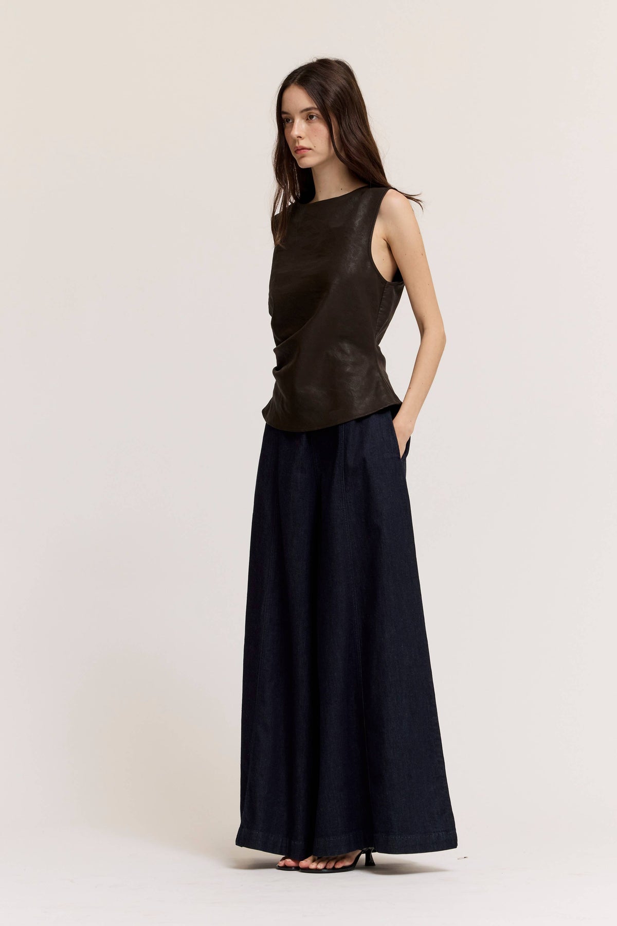 Vegan Leather Peplum Top