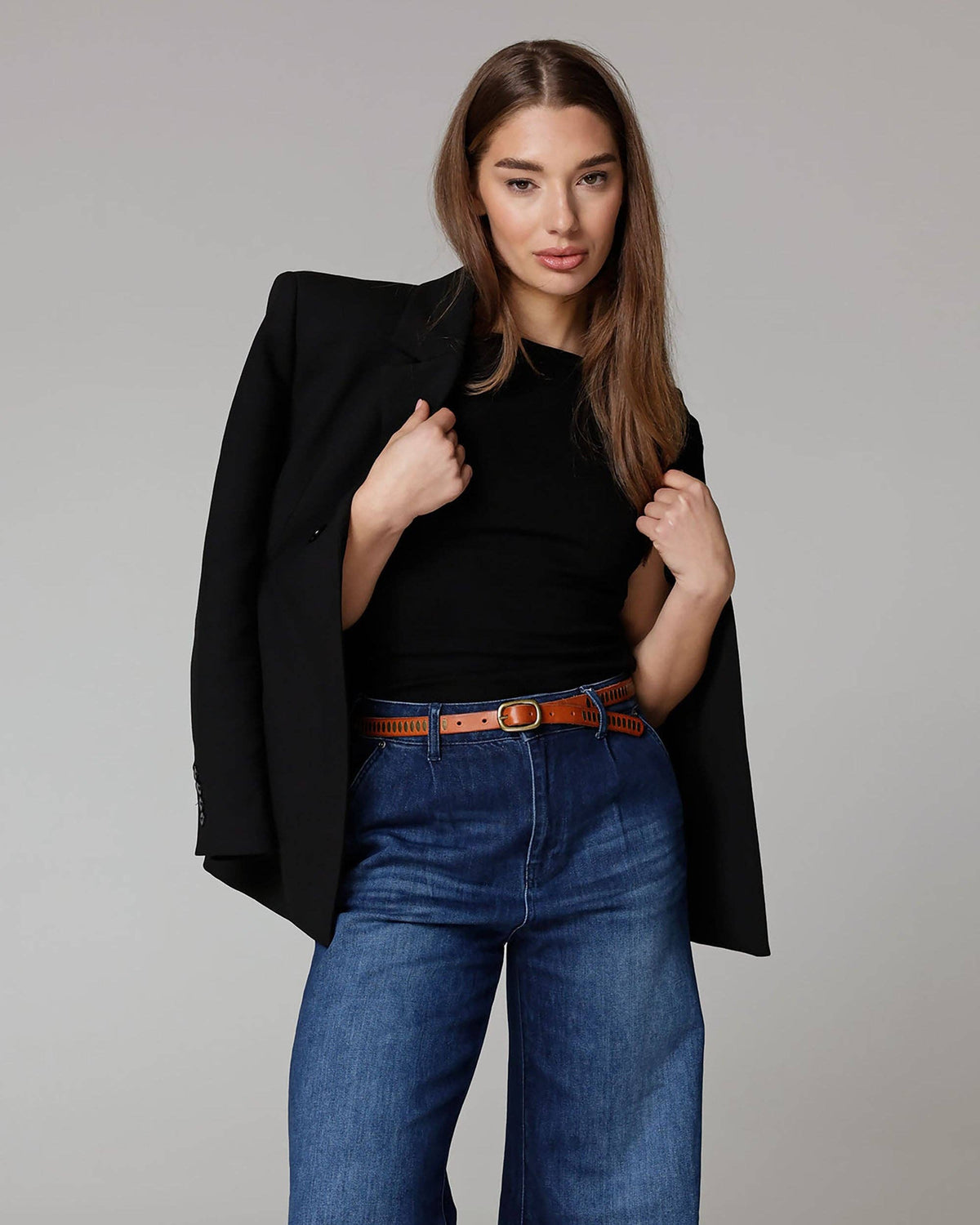 Ines | Premium Handcrafted Leather Belt with Antique Brass Hardware