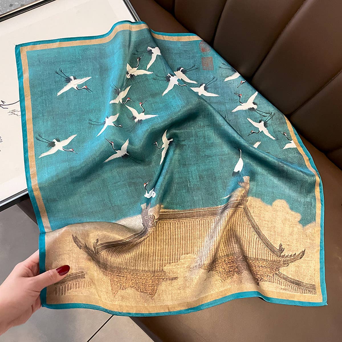 Crane Silk Scarf