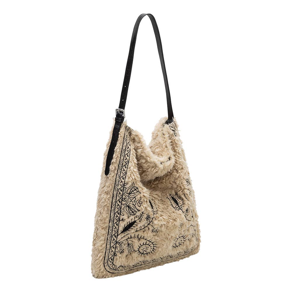 Annie Cream Faux Fur Tote Bag