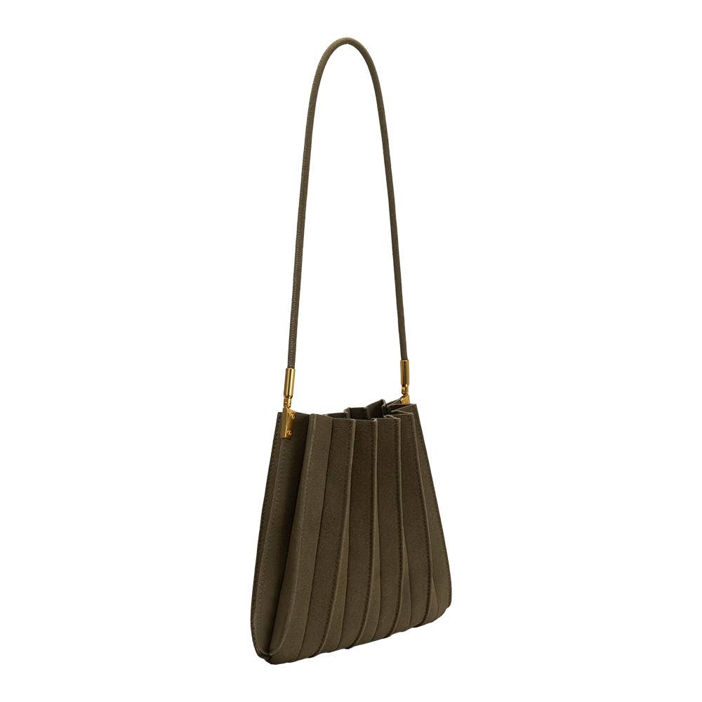 Carrie Suede Olive Shoulder Bag