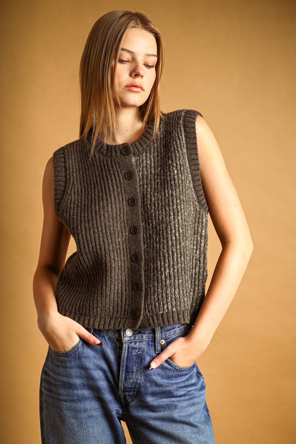Contrast Sweater Vest