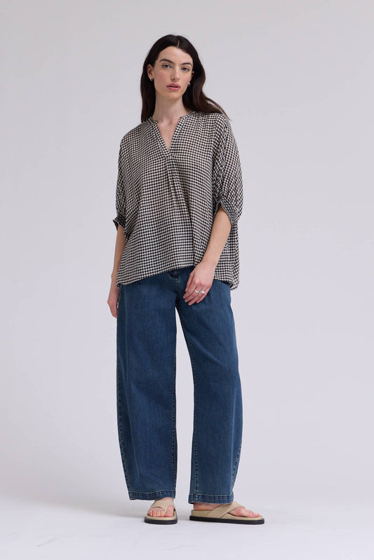 Crinkle Smocked Blouse