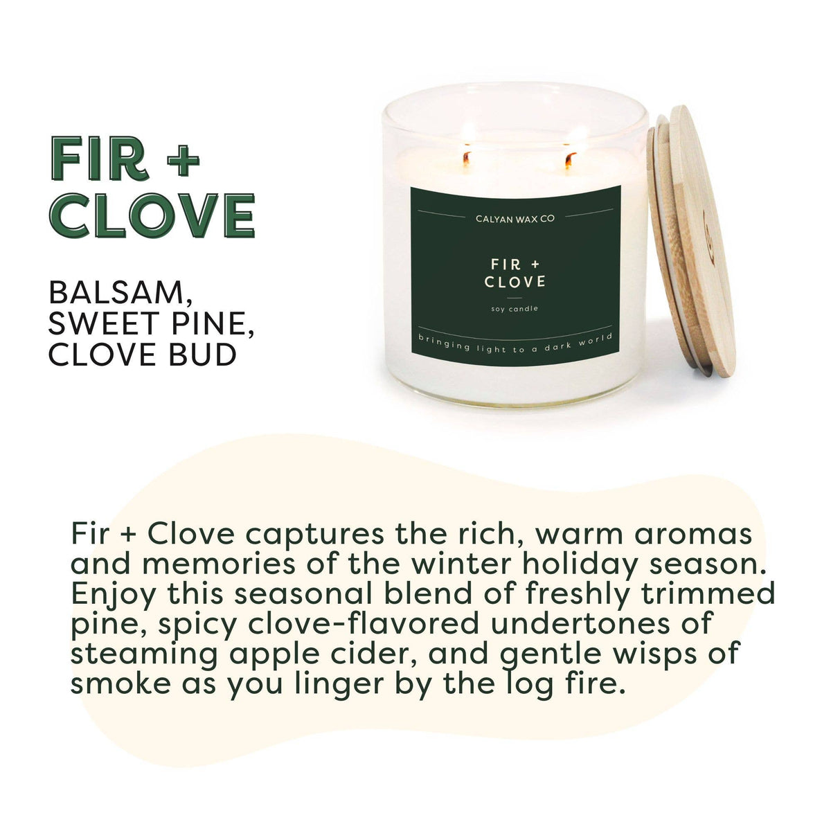 Soy Candle | Fir + Clove | 8.8oz Signature Candle