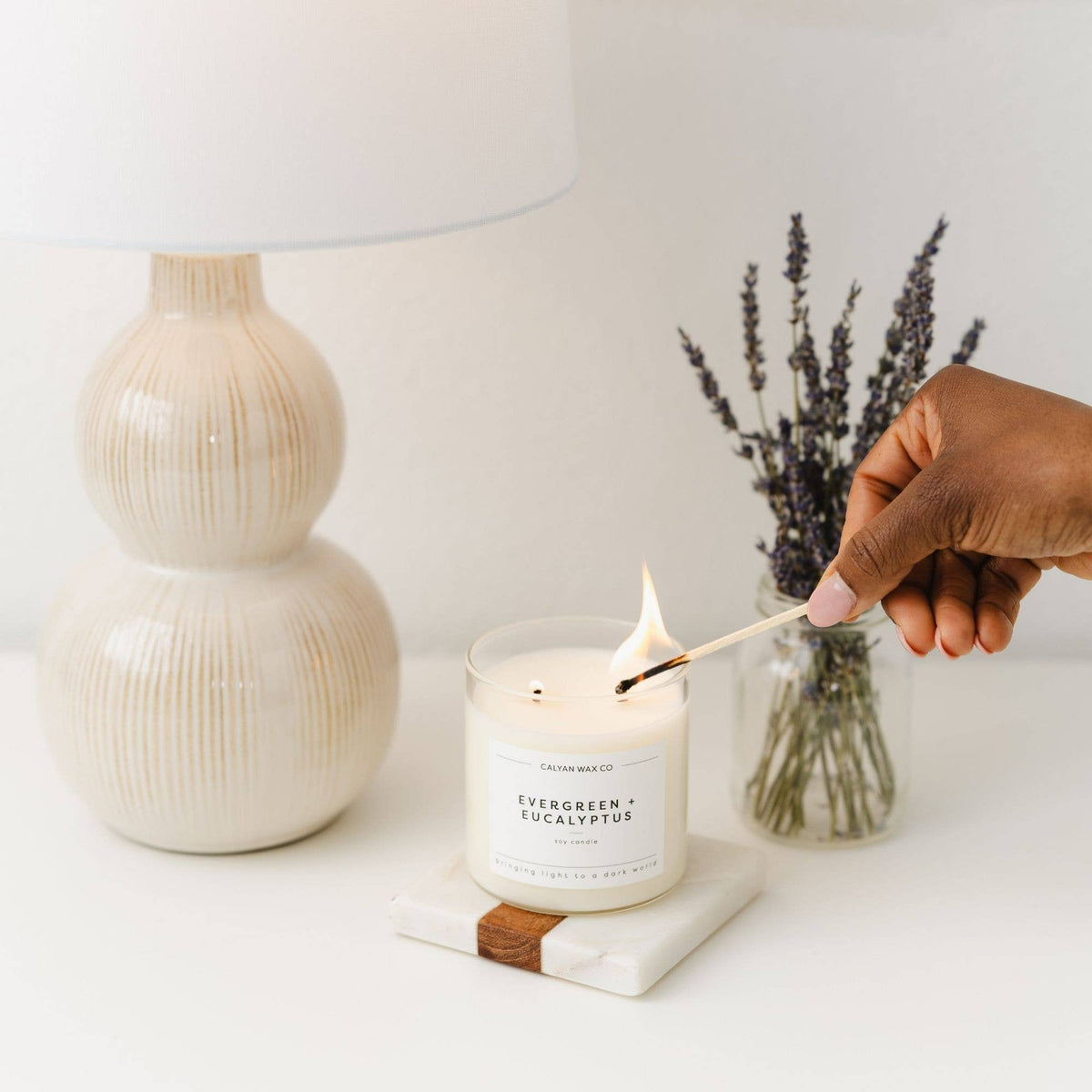 Evergreen + Eucalyptus - Glass Tumbler Soy Candle