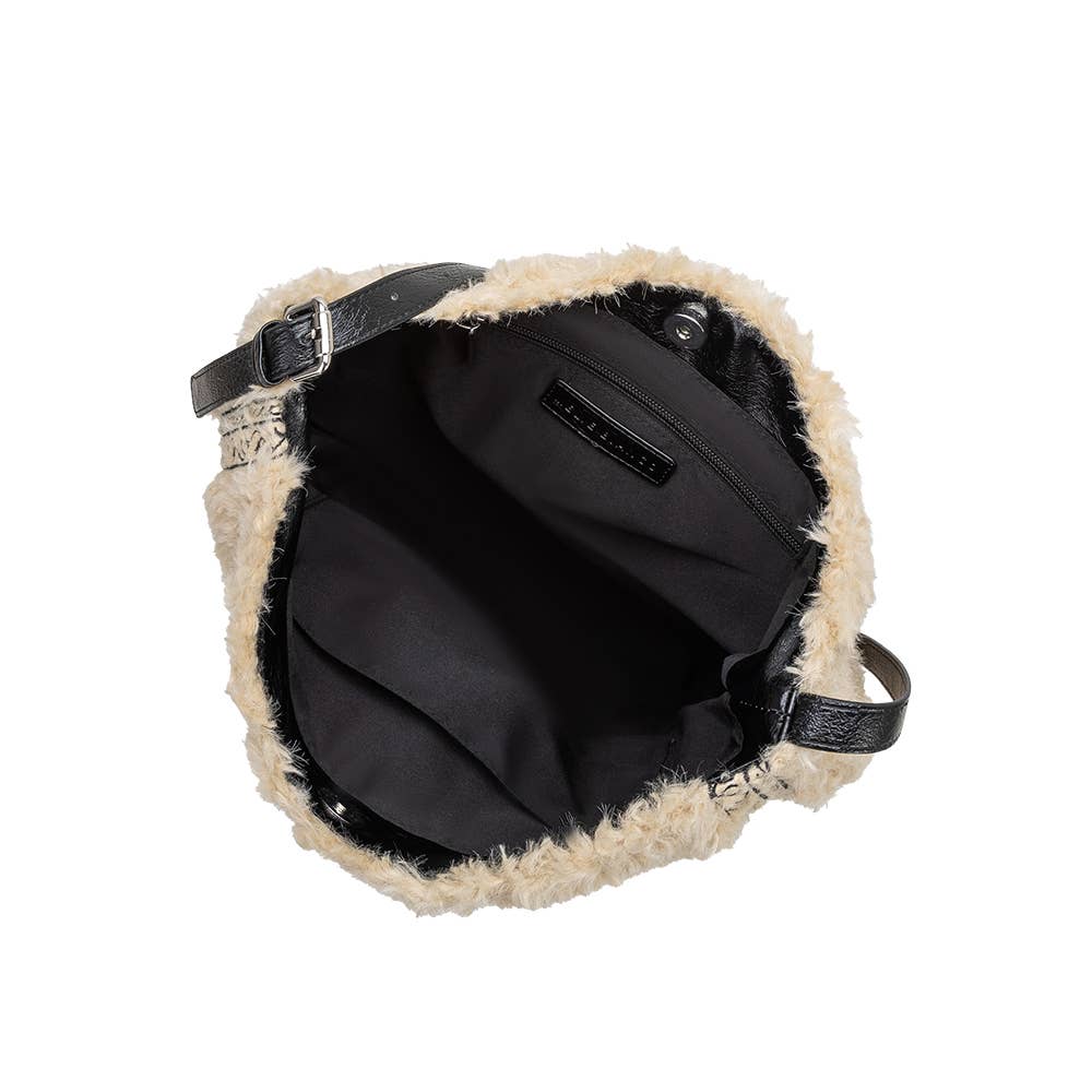 Annie Cream Faux Fur Tote Bag