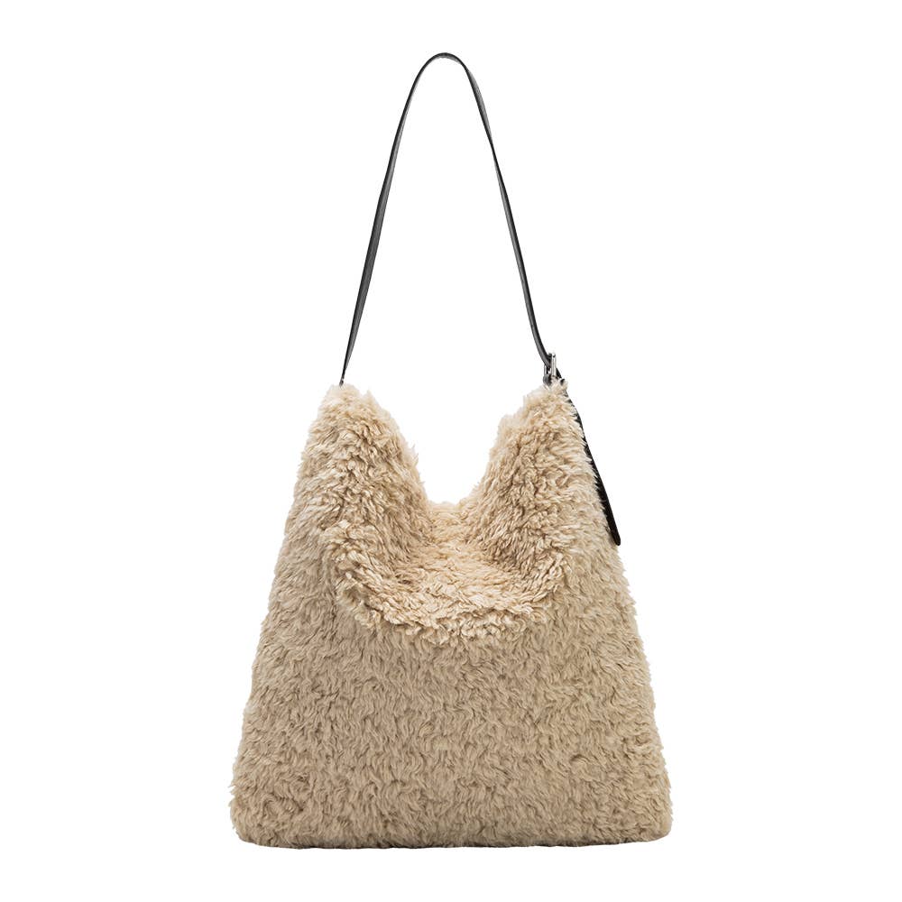 Annie Cream Faux Fur Tote Bag