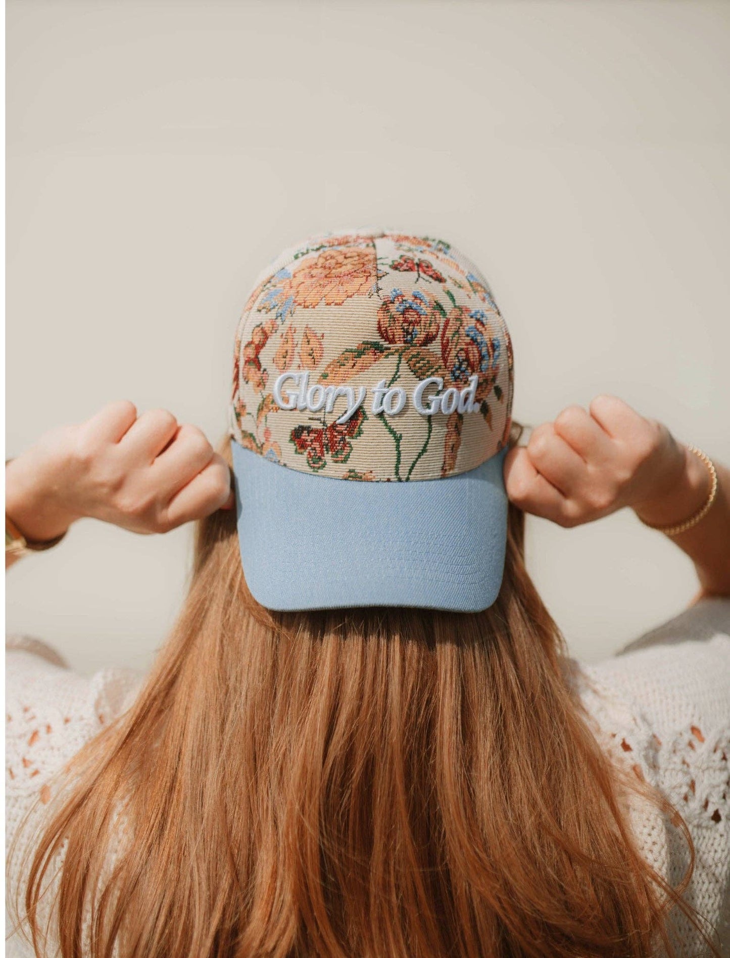 Floral "Glory to God" Trucker Hat