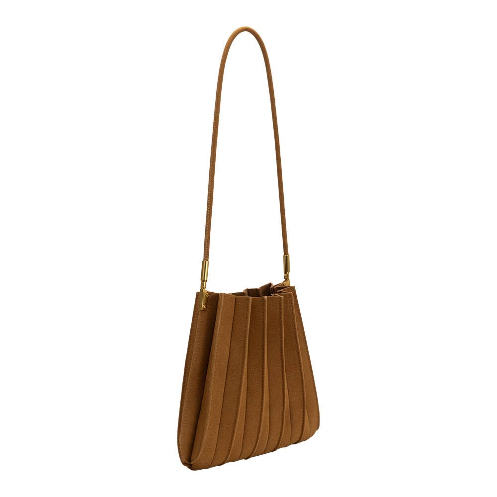Carrie Camel Suede Shoulder Bag