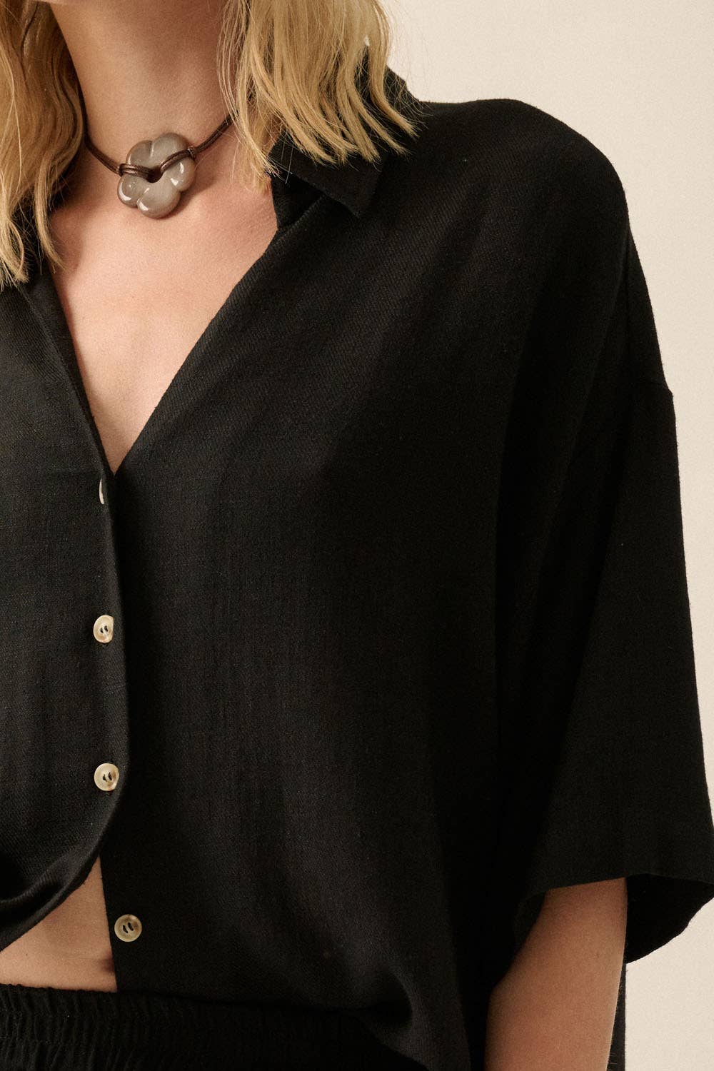 Solid Linen Blend Top