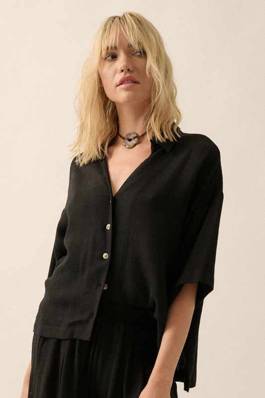 Solid Linen Blend Top