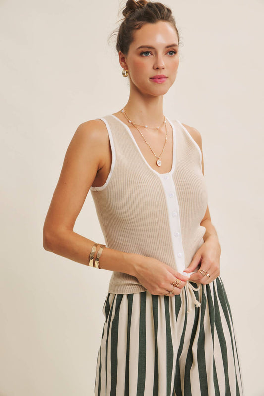 Button-Down Ribbed Tank