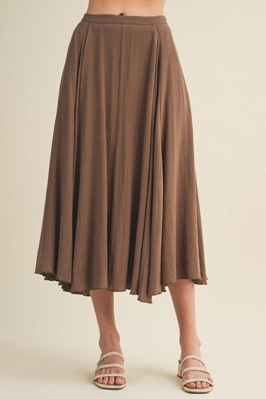 Vertical Panel A-Line Midi Skirt