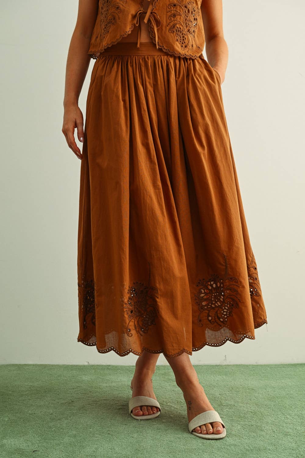 Toffee Eyelet Skirt