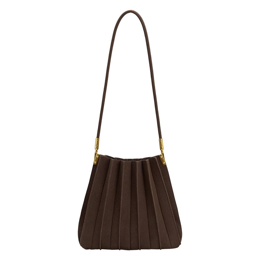Carrie Chocolate Suede Shoulder Bag