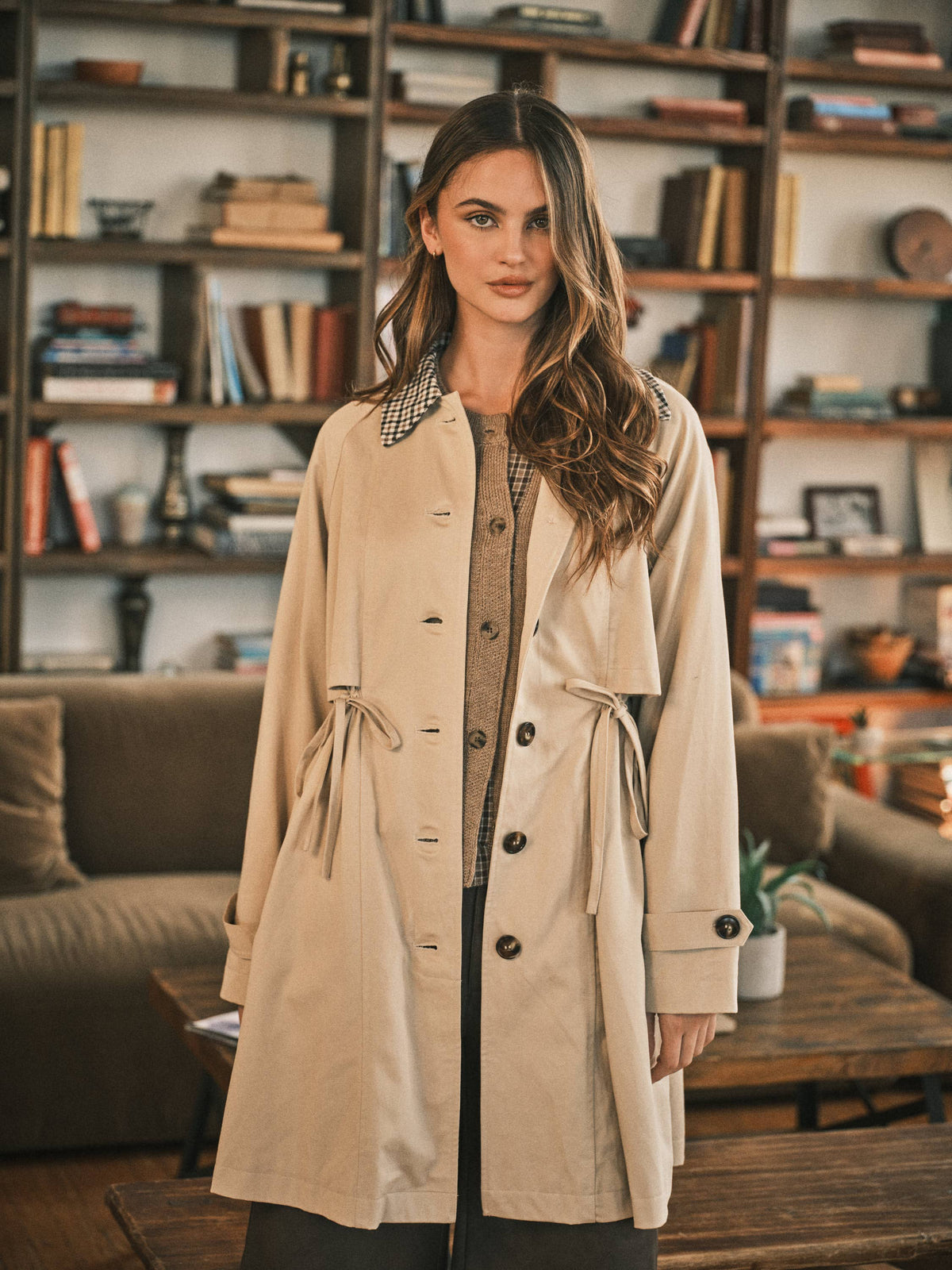 Drawstring Trench Coat