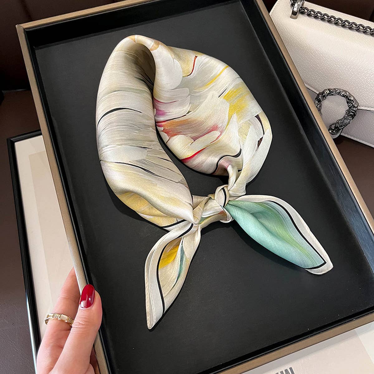 Camellia Print Silk Scarf