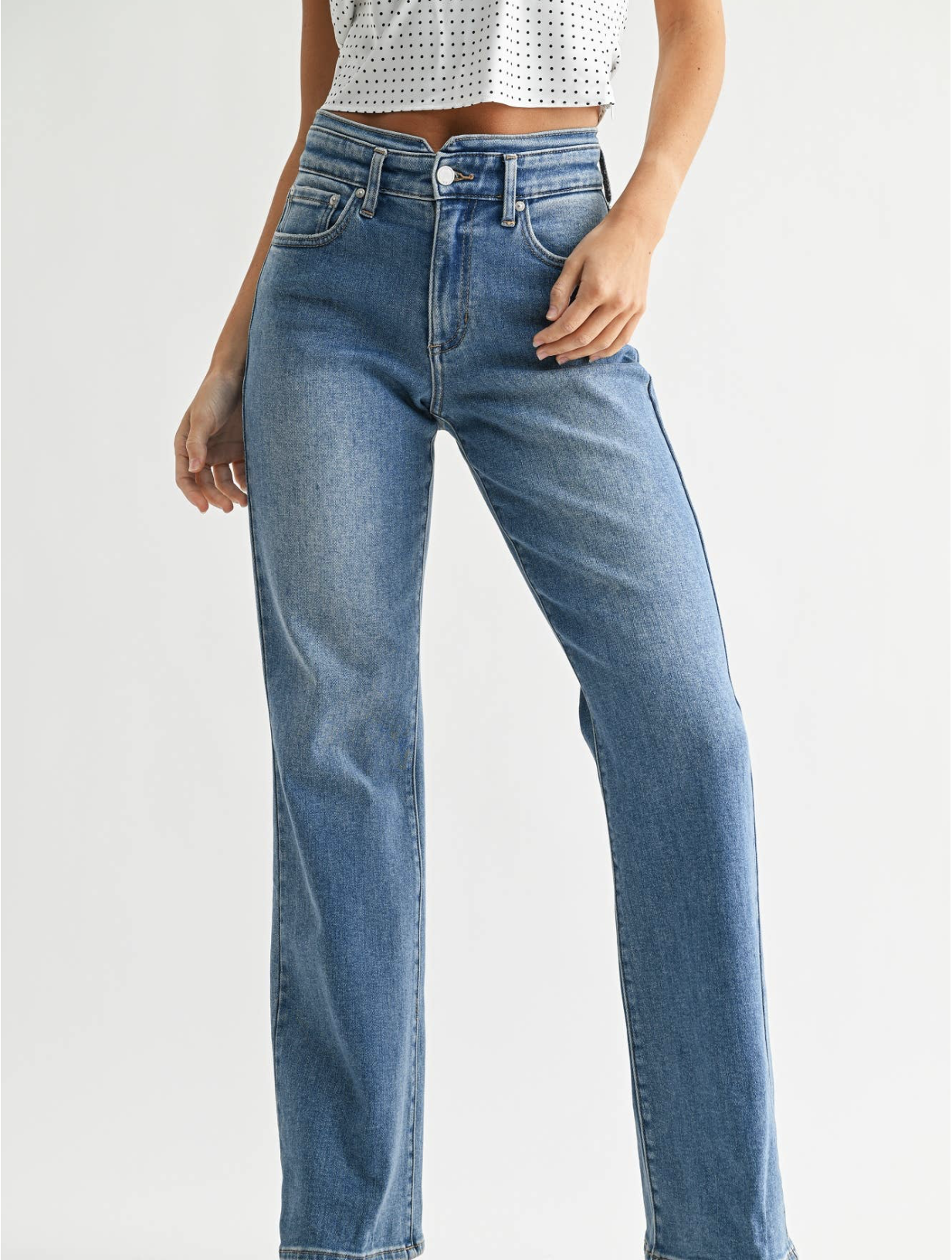 Waist Detail Wide Leg Jeans