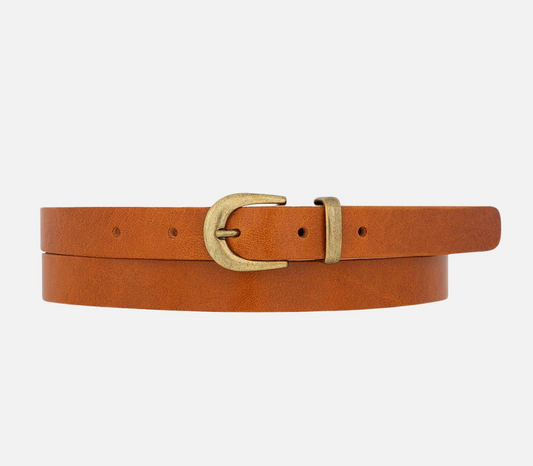 Ank | Classic Skinny Leather Belt ~ Camel