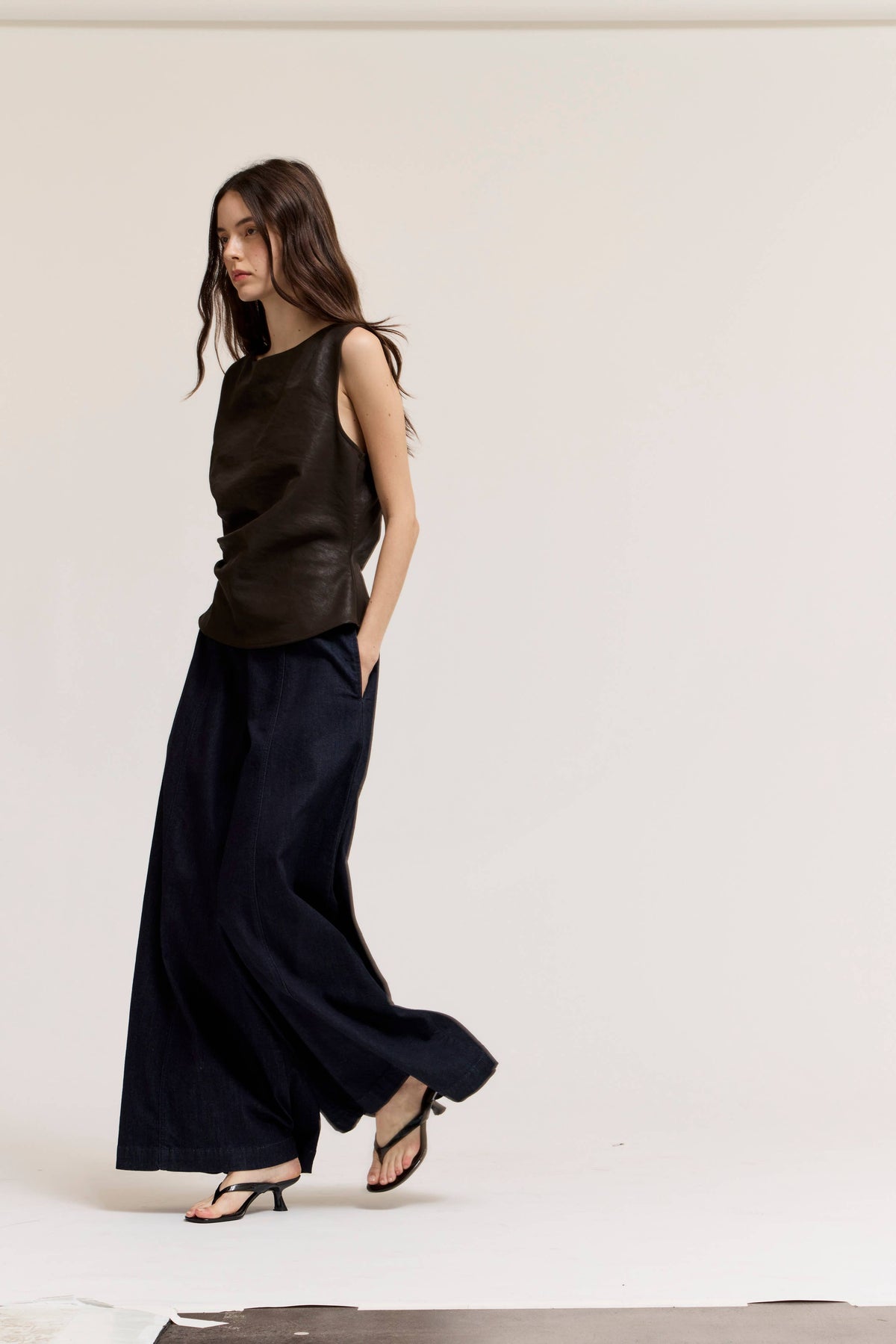 Vegan Leather Peplum Top