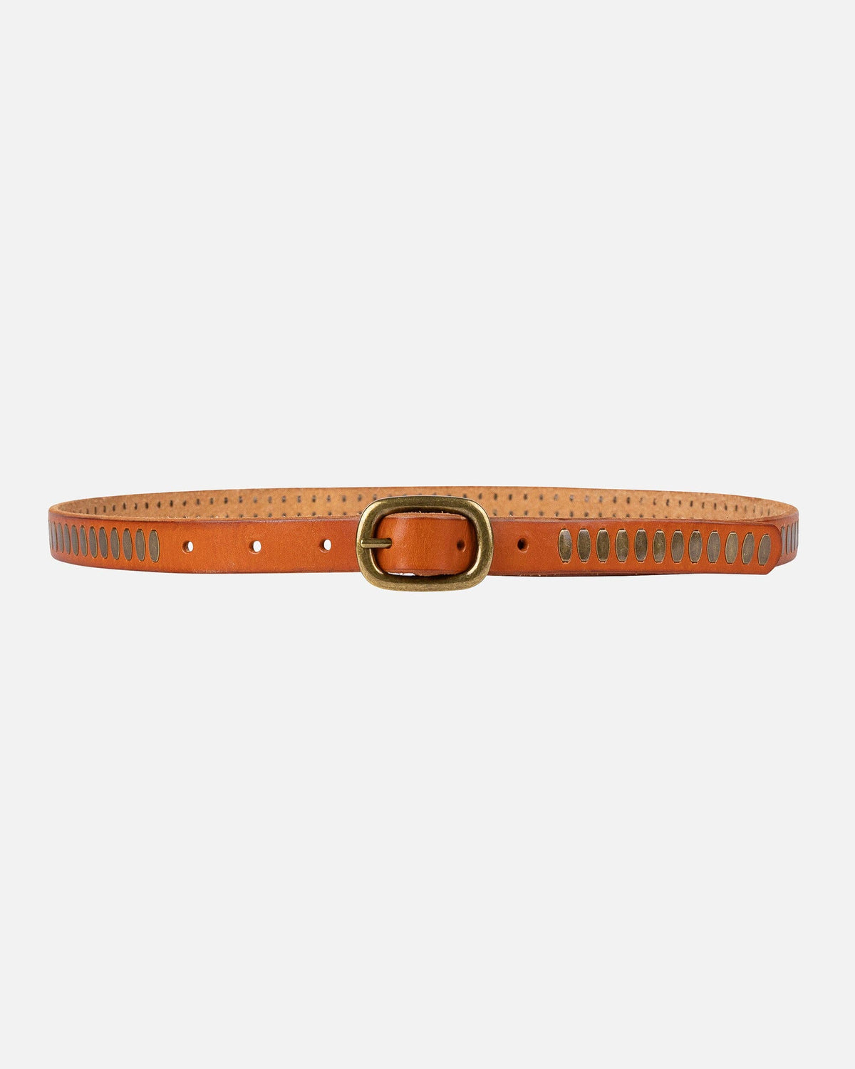 Ines | Premium Handcrafted Leather Belt with Antique Brass Hardware