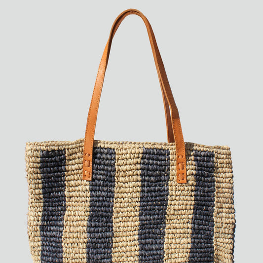 Miwah Striped Raffia Tote