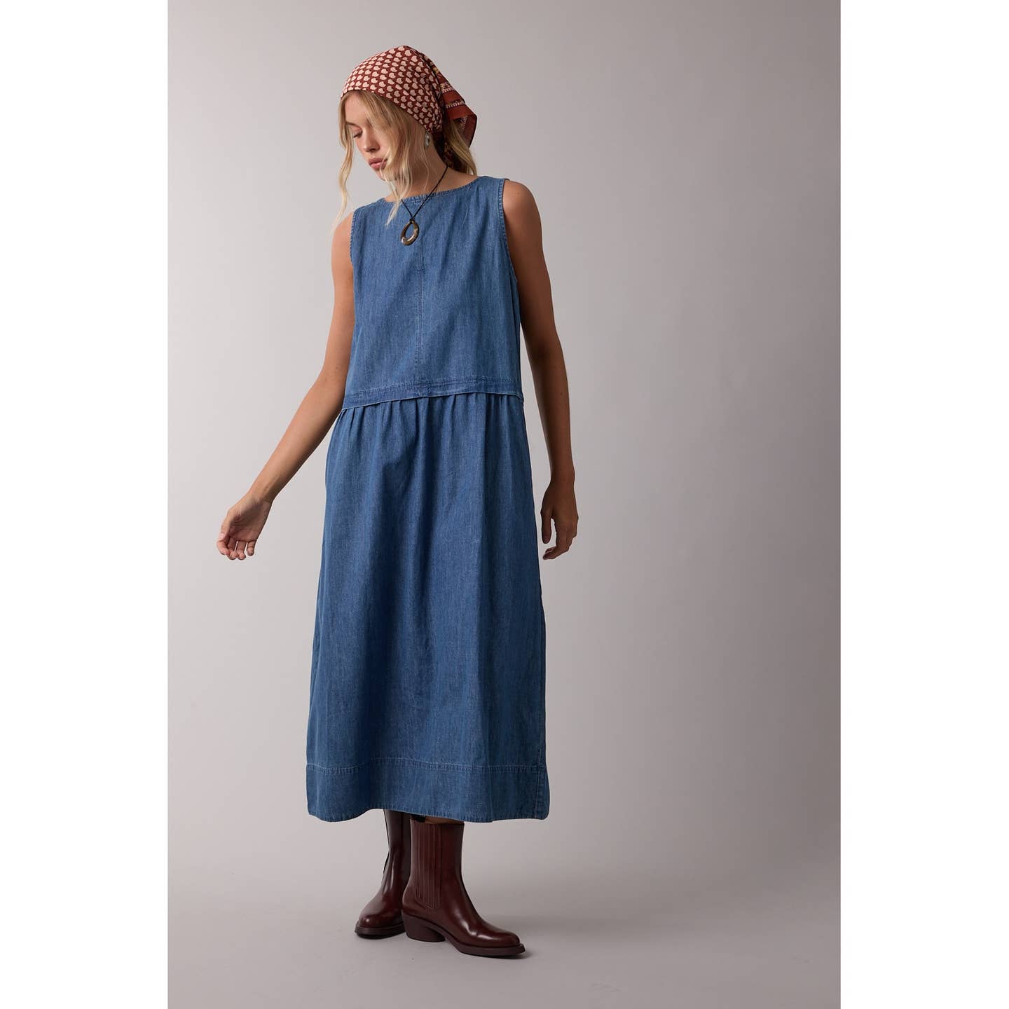 Denim Tank Midi Dress