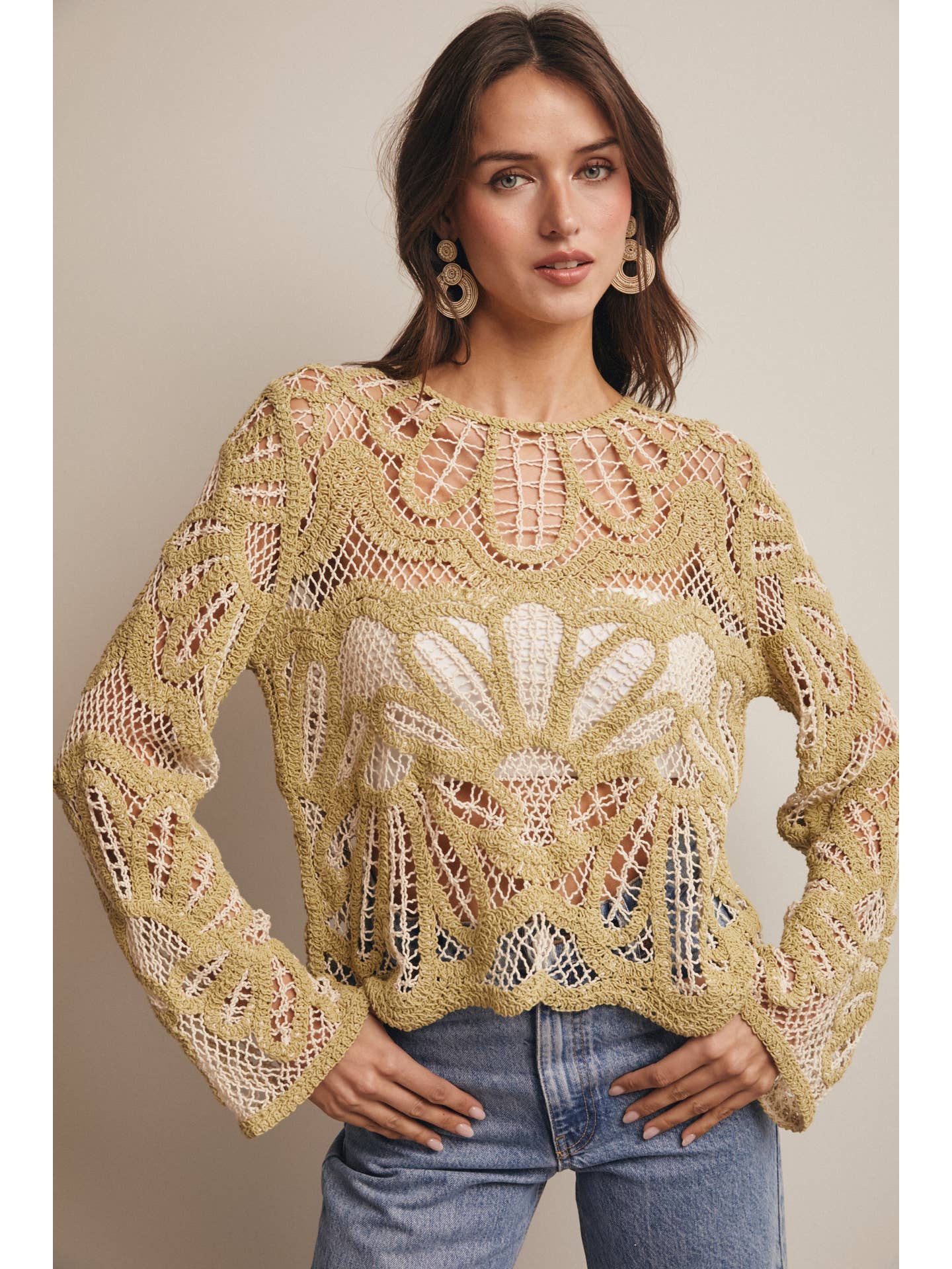 Crochet Floral Sweater