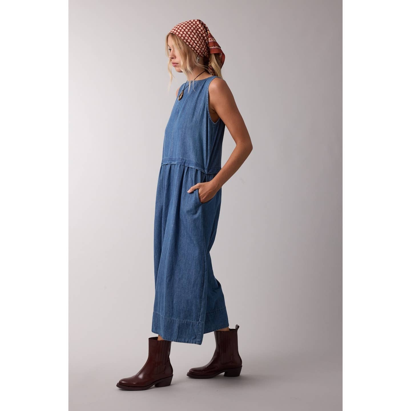 Denim Tank Midi Dress