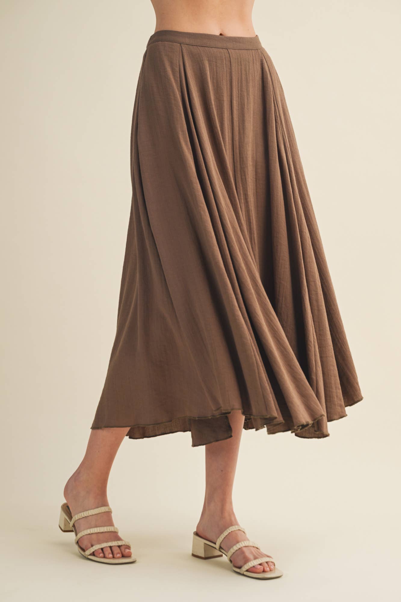 Vertical Panel A-Line Midi Skirt