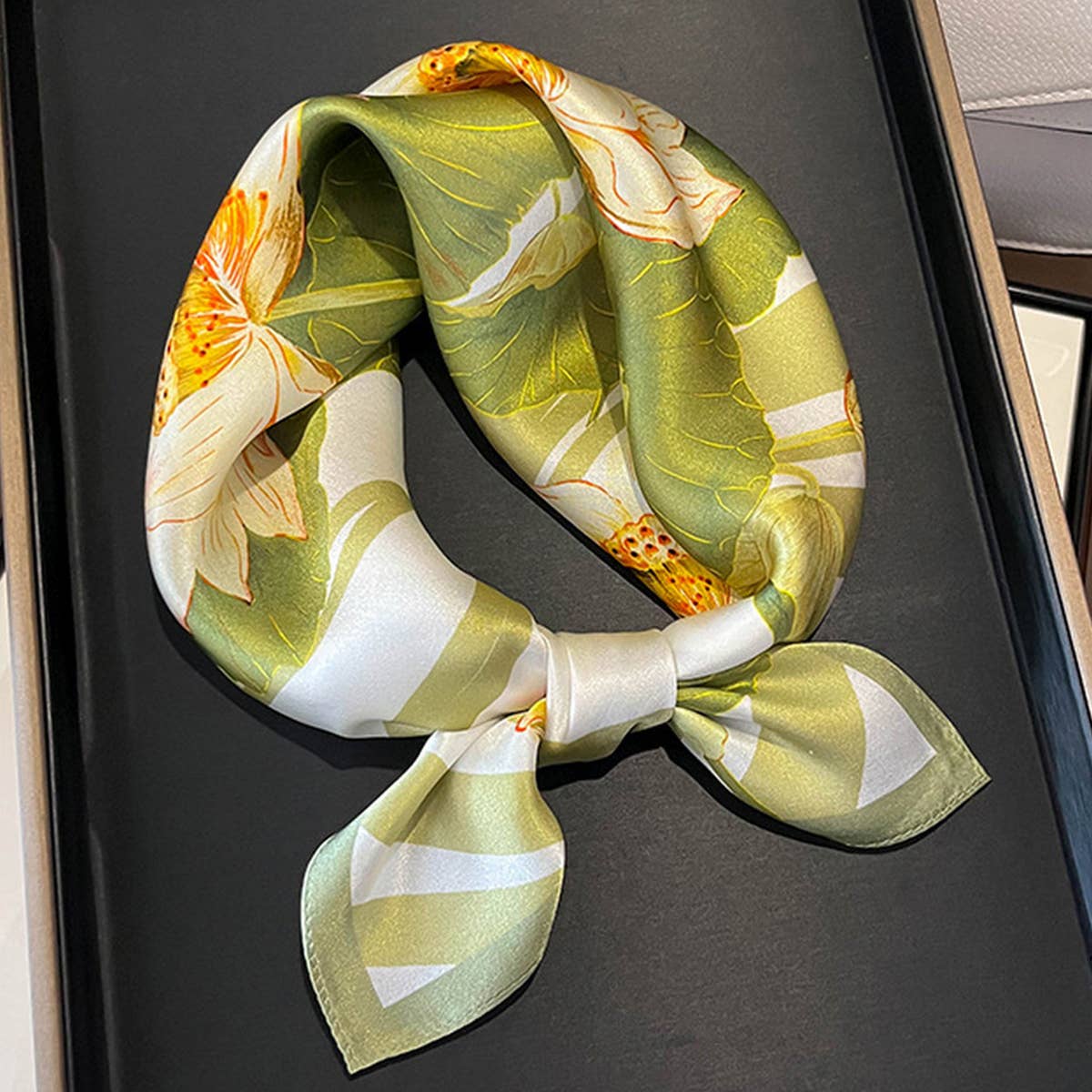 Lillies Silk Square Neck Scarf
