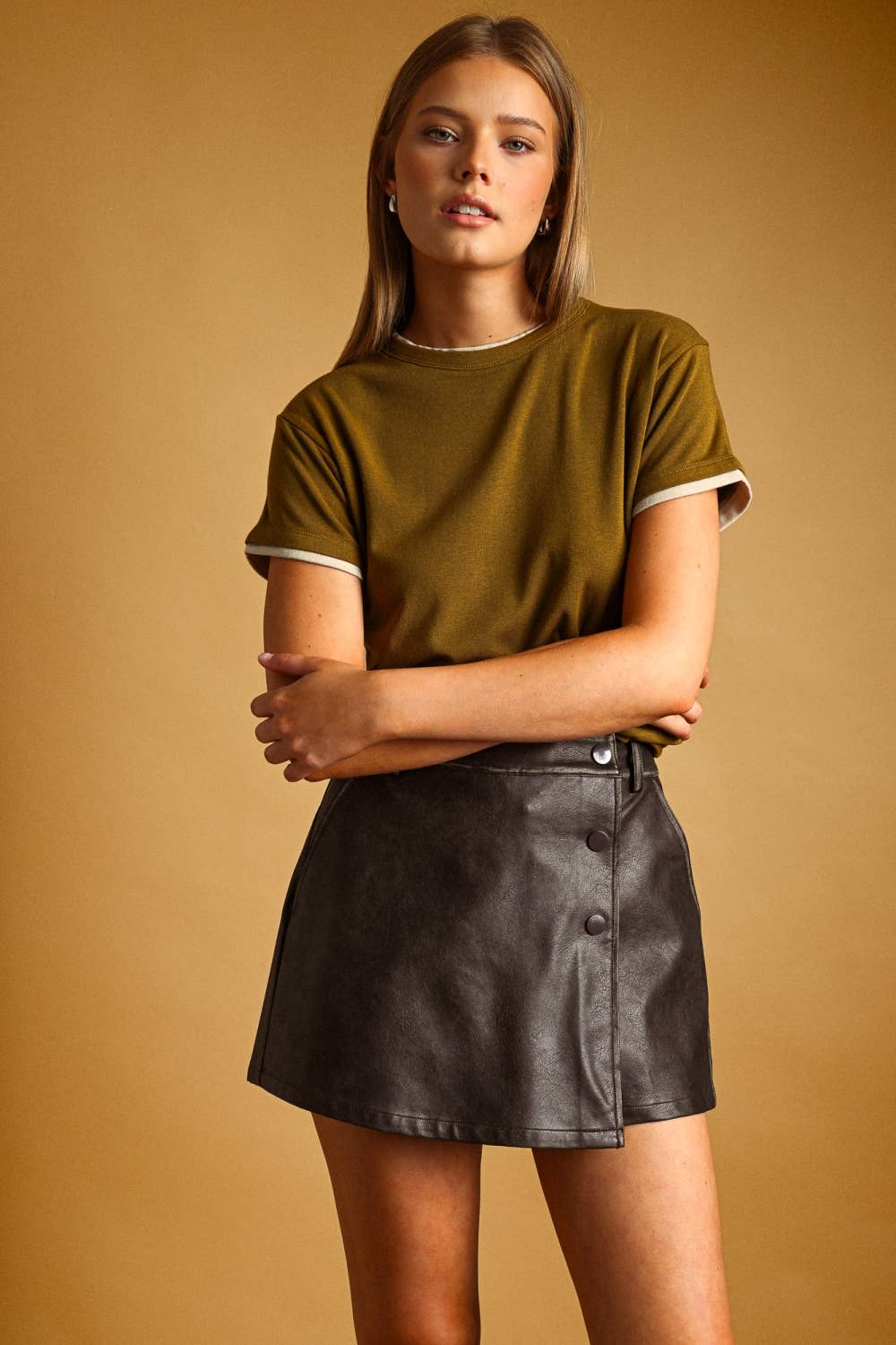 Contrast Olive Tee