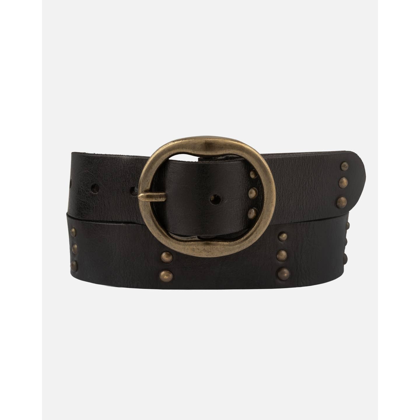 Dion | Round Buckle Leather Studded Belt