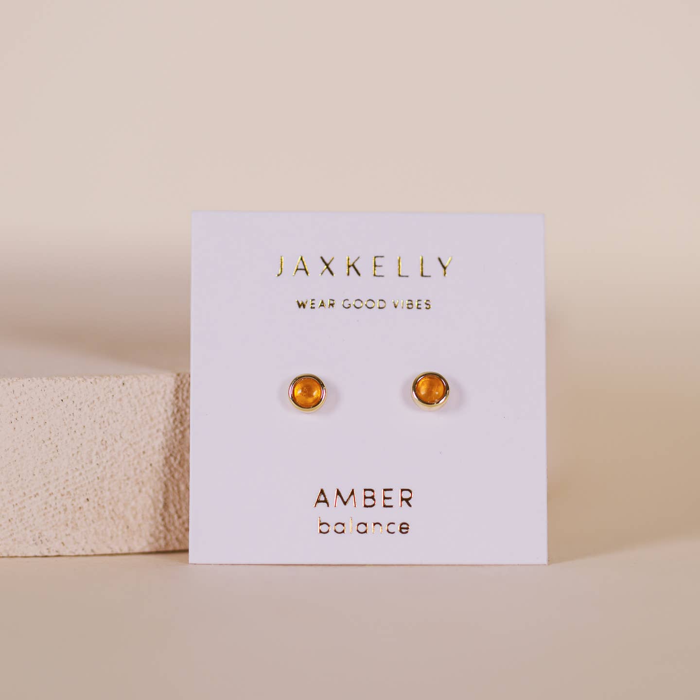 Simple Stud Amber Gemstone