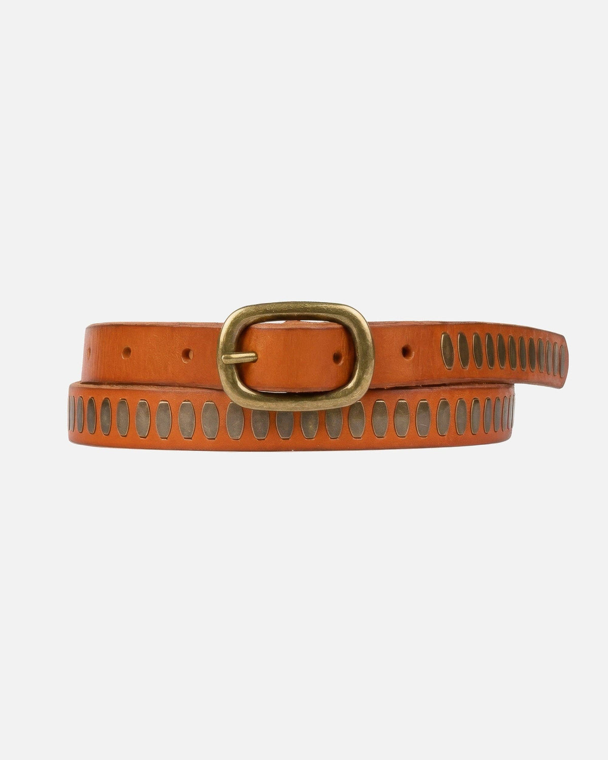 Ines | Premium Handcrafted Leather Belt with Antique Brass Hardware