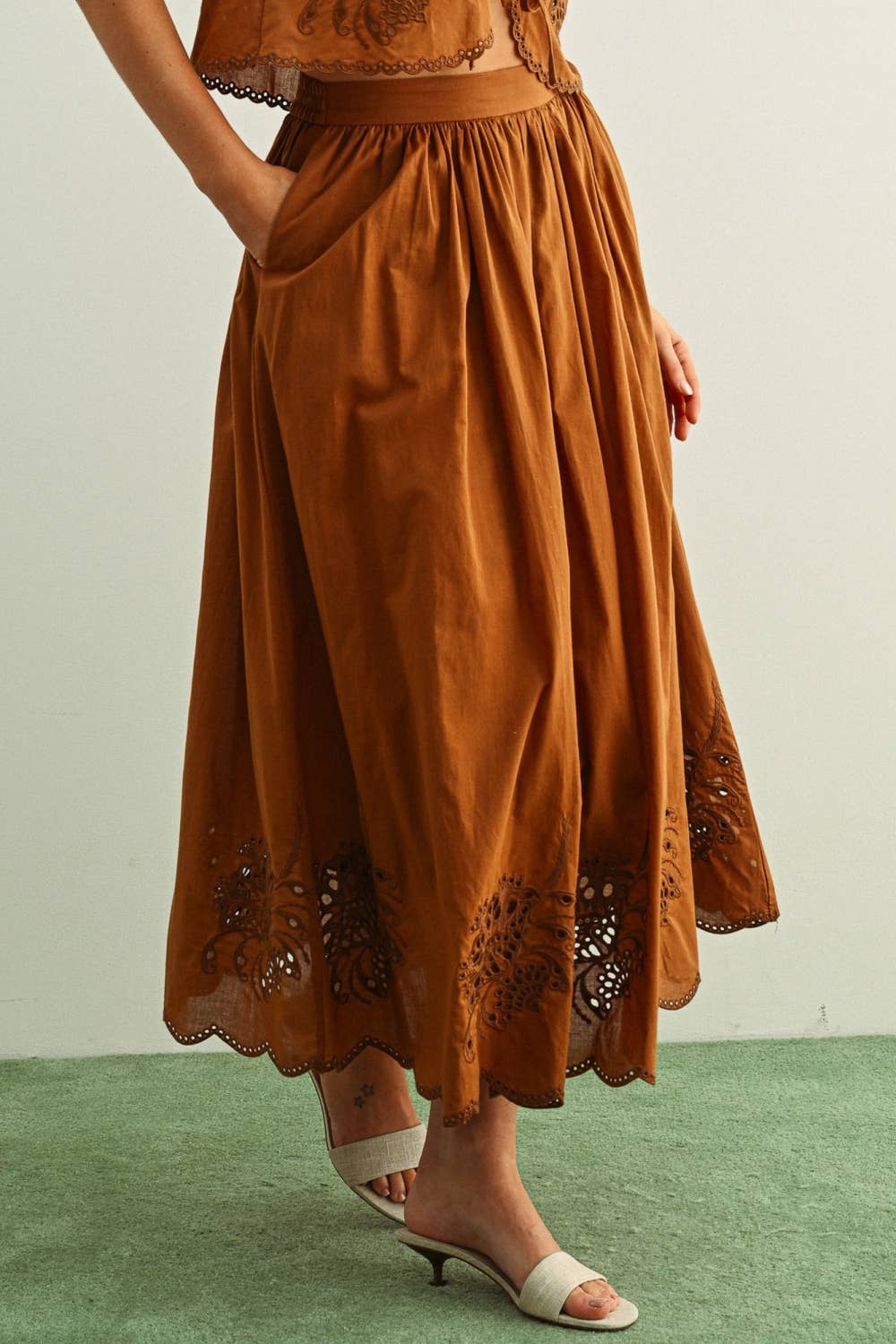 Toffee Eyelet Skirt