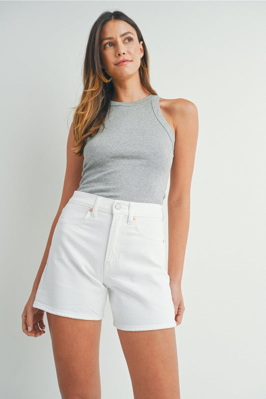 5" White Jean Shorts