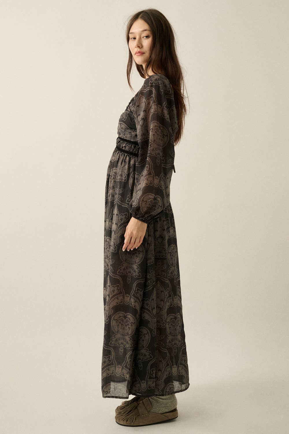 Ornate Velvet Trim Maxi