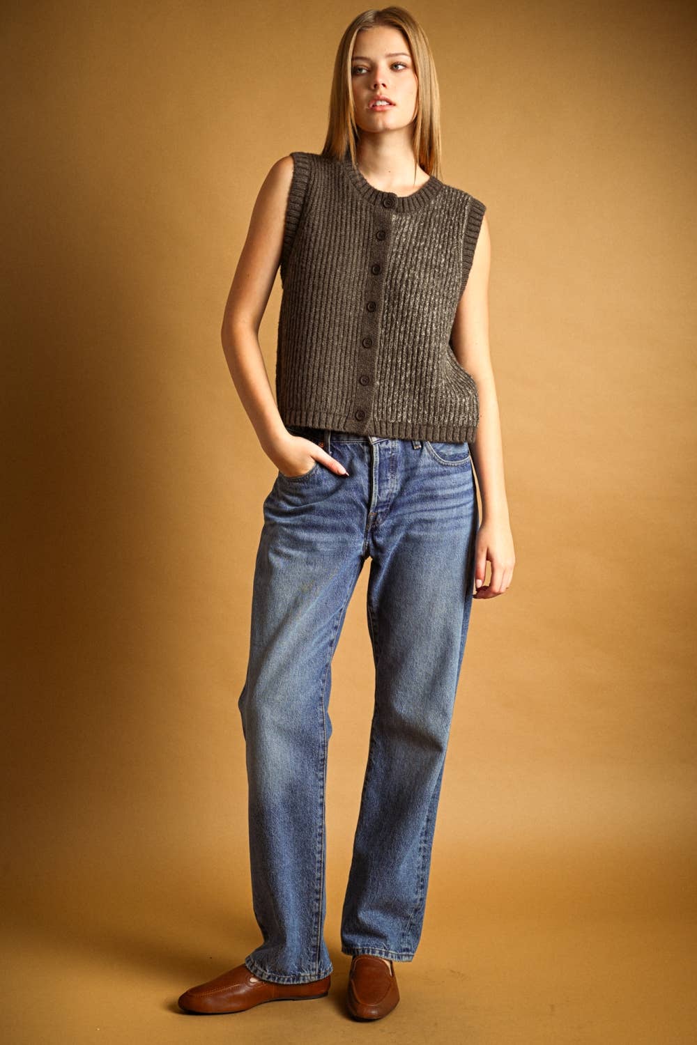 Contrast Sweater Vest