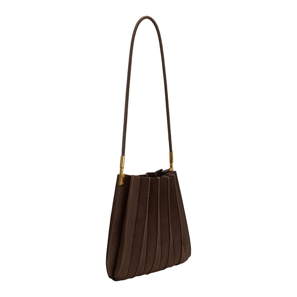 Carrie Chocolate Suede Shoulder Bag