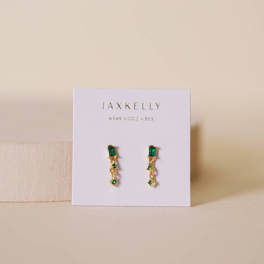 Mini Emerald Baguette Drop Earrings