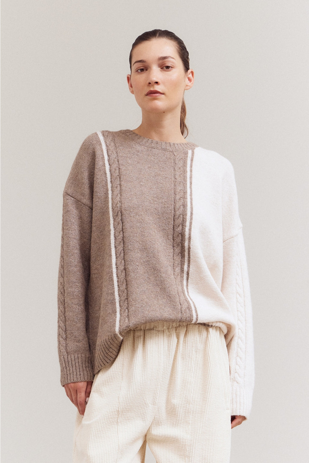 Cable Knit Contrast Sweater