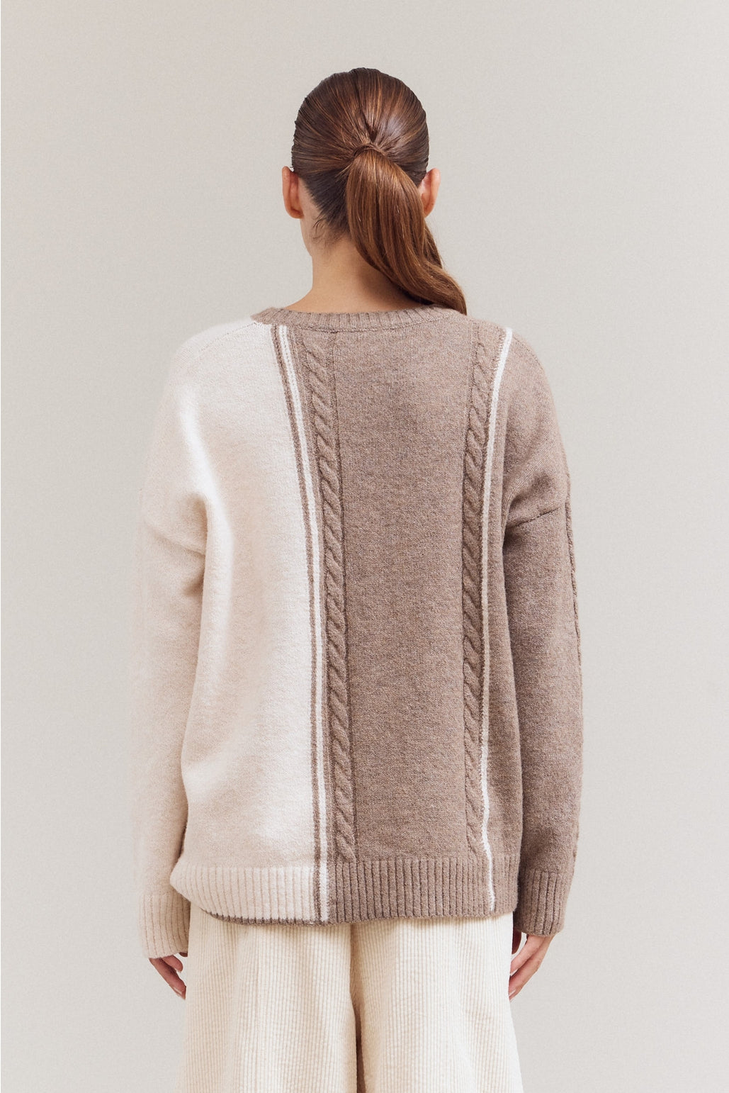 Cable Knit Contrast Sweater