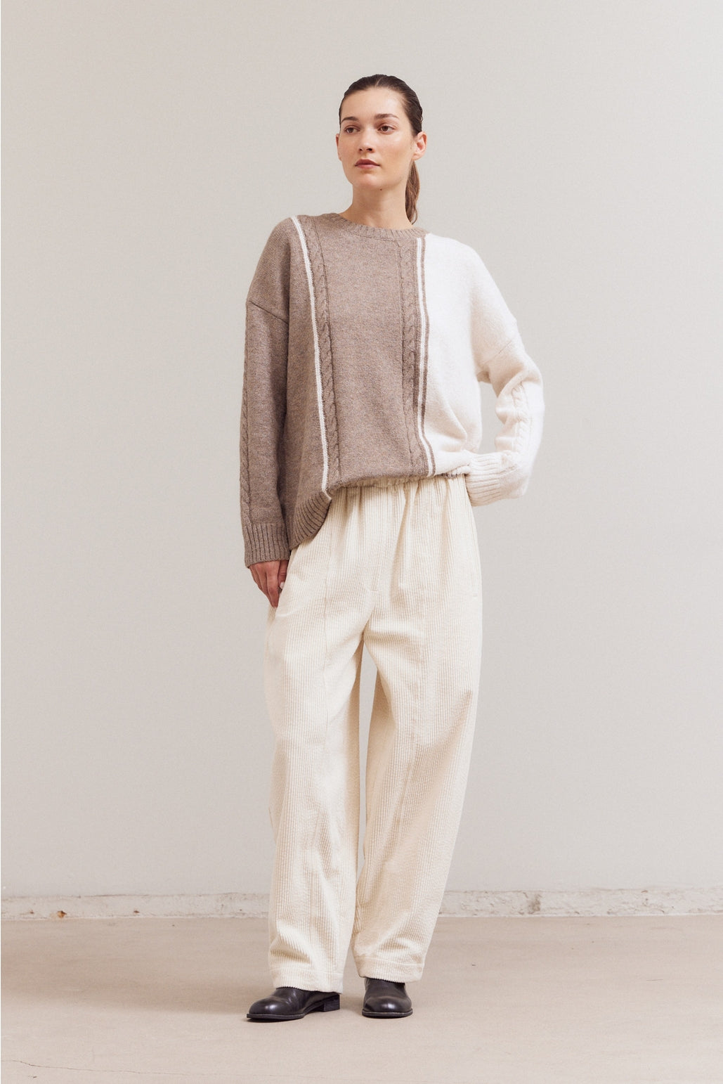 Cable Knit Contrast Sweater