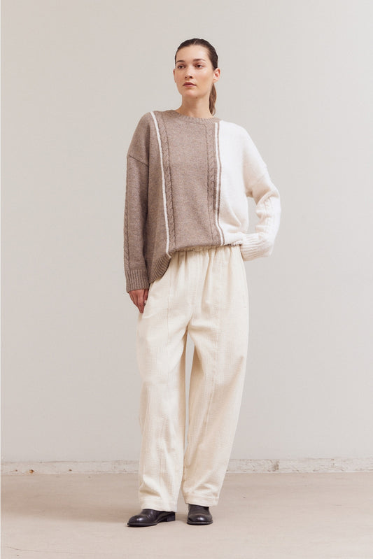 Cable Knit Contrast Sweater