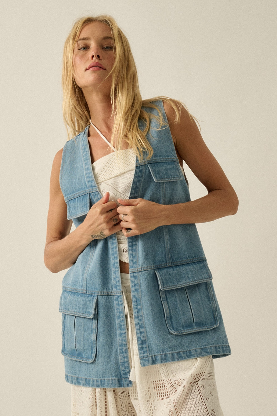 Denim Utility Vest