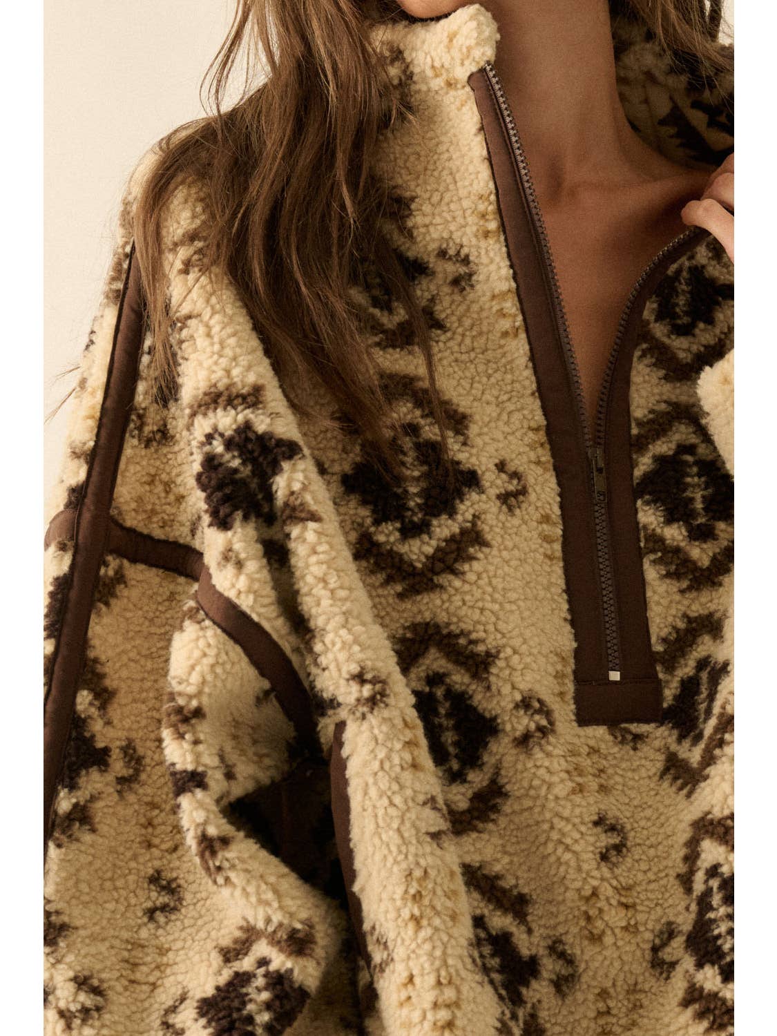 Geo Print Pullover Sherpa