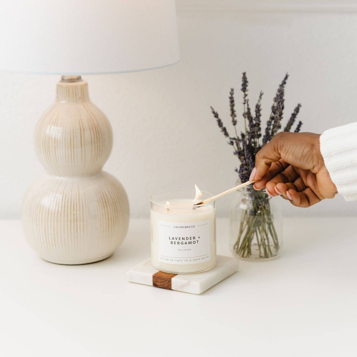 Lavender + Bergamot - Glass Tumbler Soy Candle